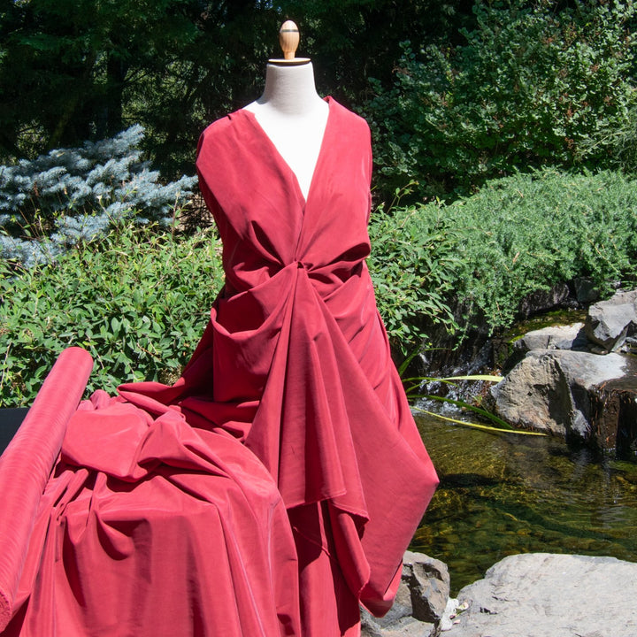 Bordeaux Blush Cupro Fabric - 100% Plant-Based Silky Material for Eveningwear & Blouses - Sustainable Silk Alternative