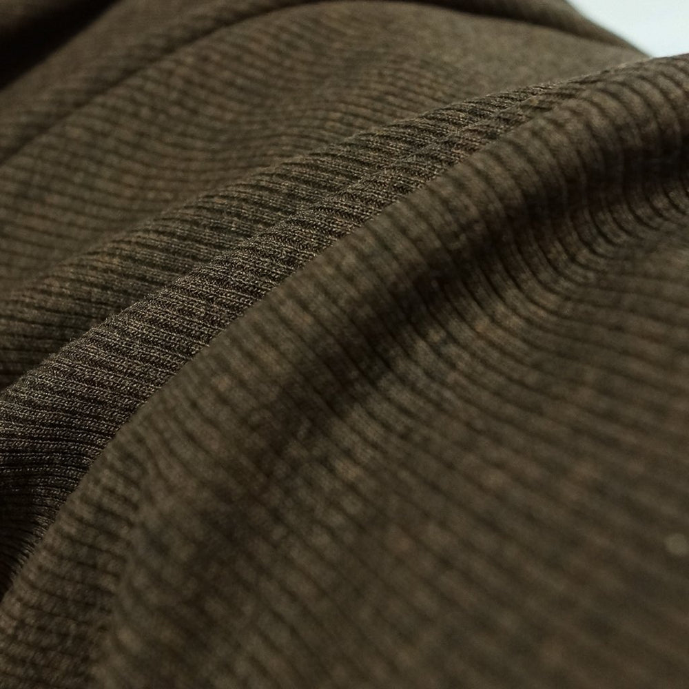 Heather Chocolate Ribbed Rayon 2x1 Knit Fabric - 92% Rayon 8% Spandex - Soft Drapey Material for Dresses & Basics