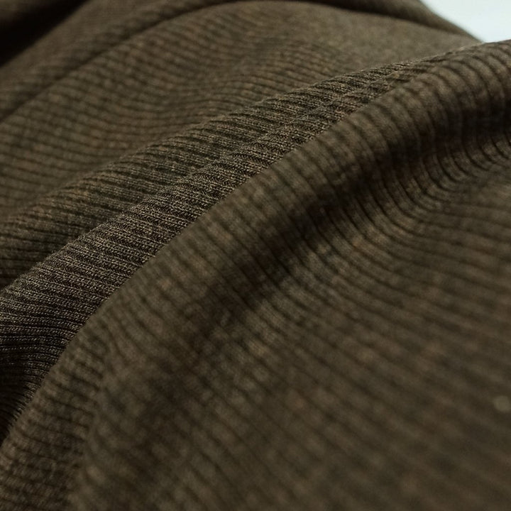 Heather Chocolate Ribbed Rayon 2x1 Knit Fabric - 92% Rayon 8% Spandex - Soft Drapey Material for Dresses & Basics