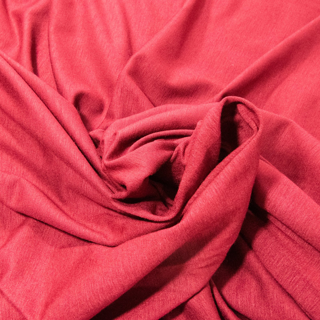 Ruby Red Wool Rayon Jersey Knit Fabric - 55% Rayon 45% Wool - 4-Way Stretch Opaque Material for Dresses & Tees