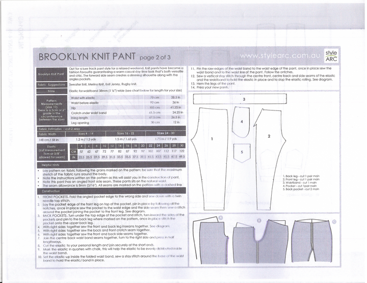 Pattern - Style Arc - Brooklyn Knit Pant