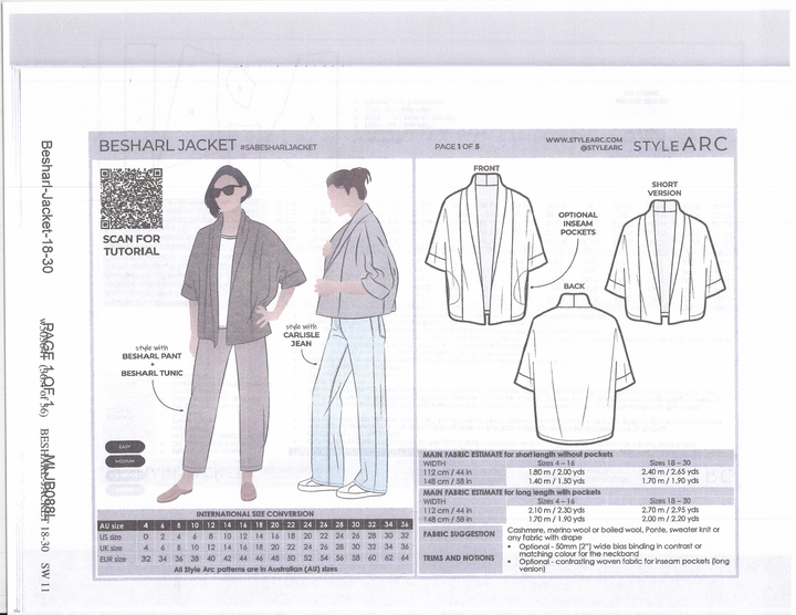 Pattern - Style Arc - Besharl Jacket