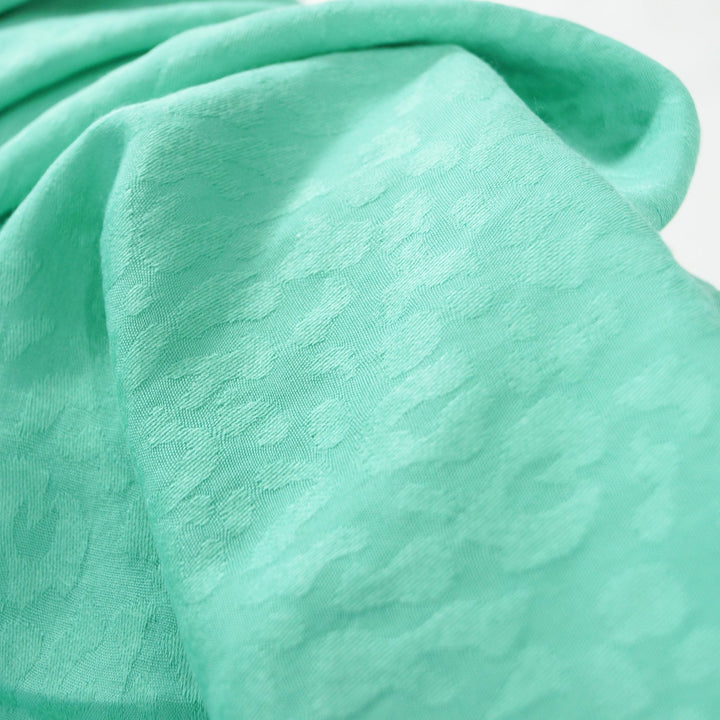 Rayon Jacquard Frosted Leopard Fabric in Seafoam Green with Textured Jacquard Pattern