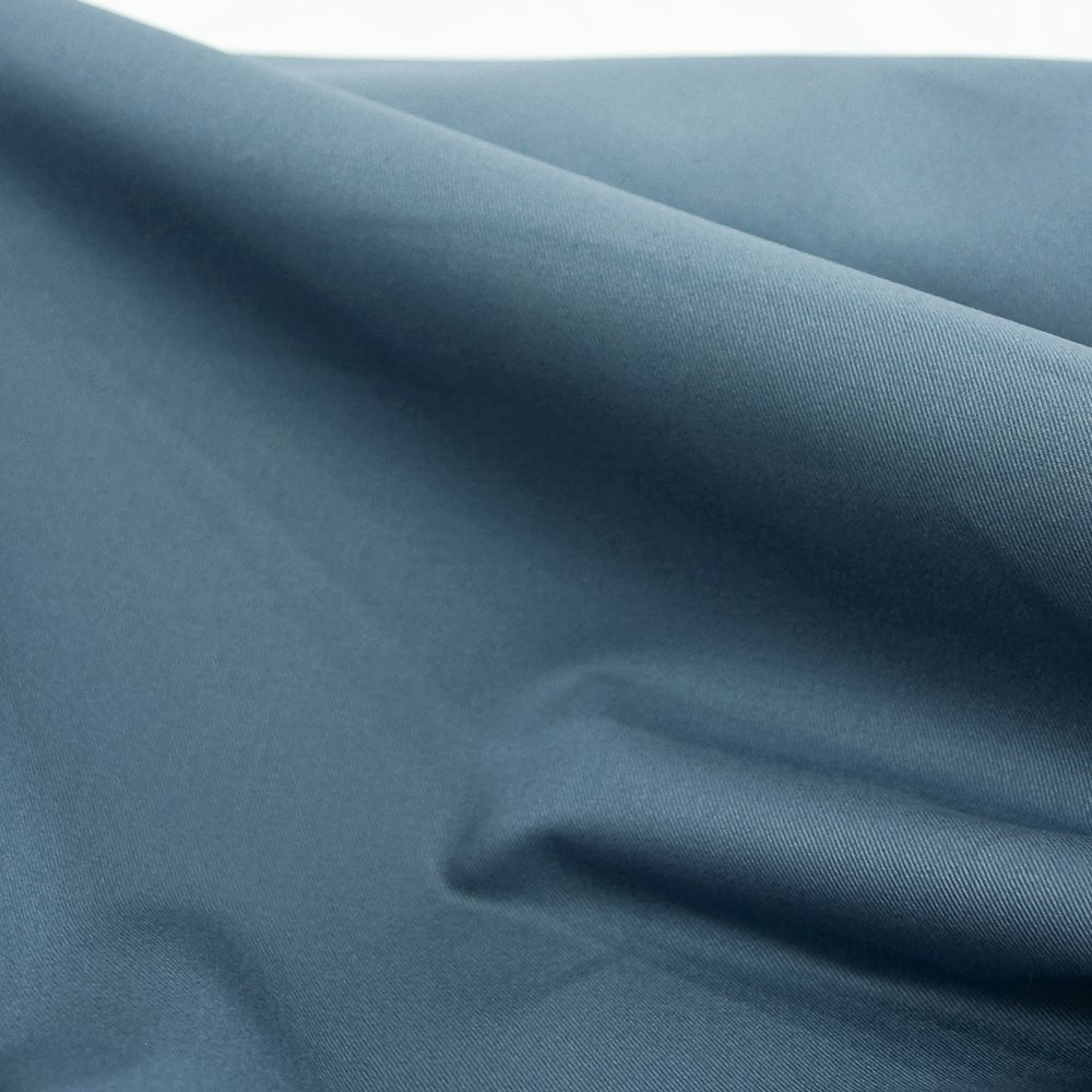 “Chino Twill Slate Blue – 100% cotton medium weight fabric, 8.5 oz, 60 inches wide for sewing jackets, pants, and skirts”