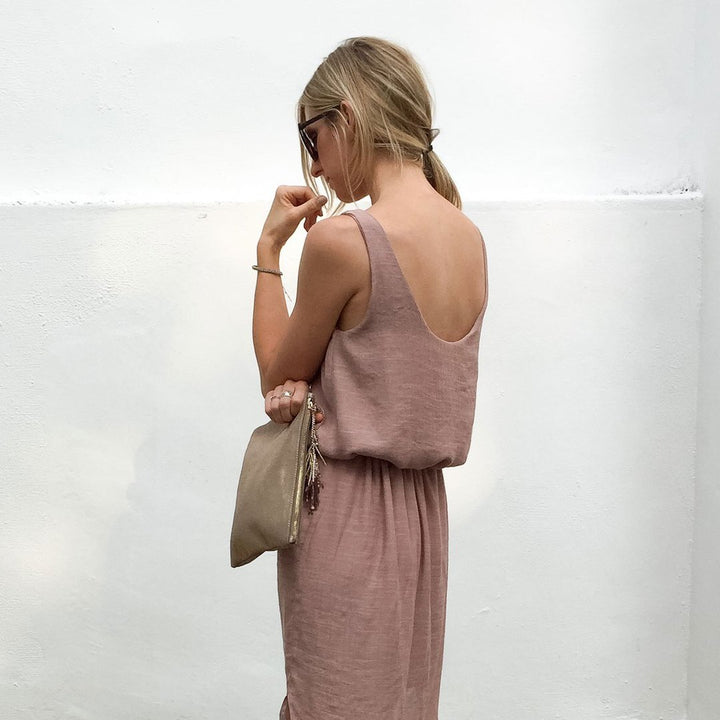 Cali Faye Basics Dress Pattern – versatile everyday dress sewing pattern with scooped neckline and knee-length hem