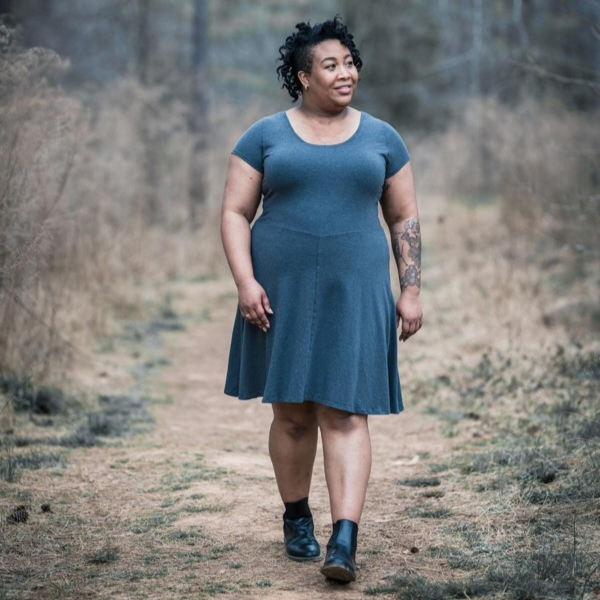 Sew Liberated Stasia Dress and Top in soft knit fabric, showcasing V-front bodice and flowing fit