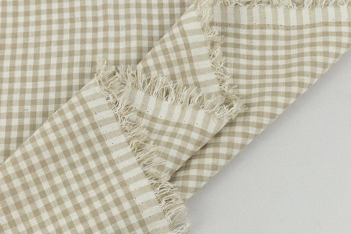 Linen & Cotton Blend - Tuscan Mini-Checks - Taupe