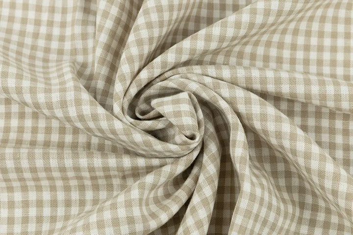 Linen & Cotton Blend - Tuscan Mini-Checks - Taupe