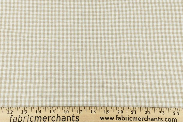 Linen & Cotton Blend - Tuscan Mini-Checks - Taupe