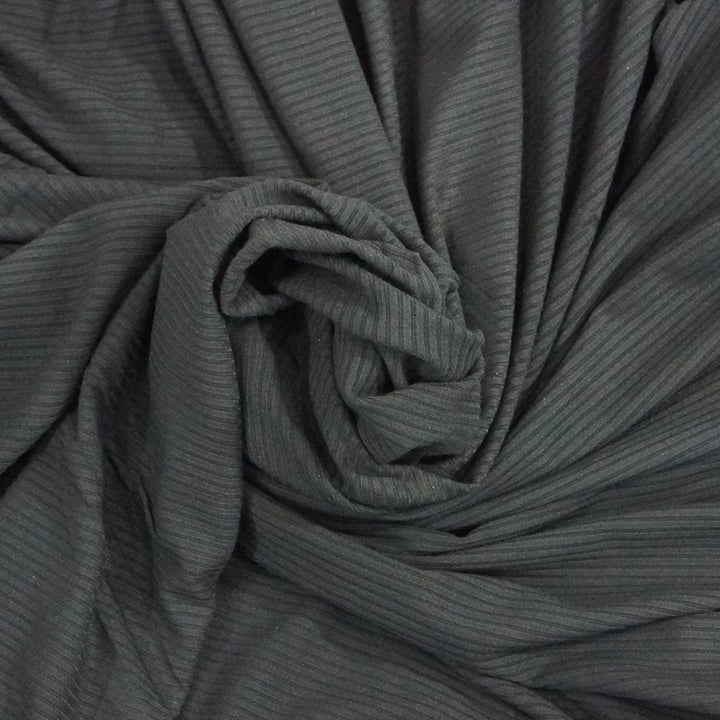 Black Bamboo Rib Knit Fabric - 89.5% Bamboo 10.5% Spandex - 4-Way Stretch Eco-Friendly Material for Dresses & Leggings
