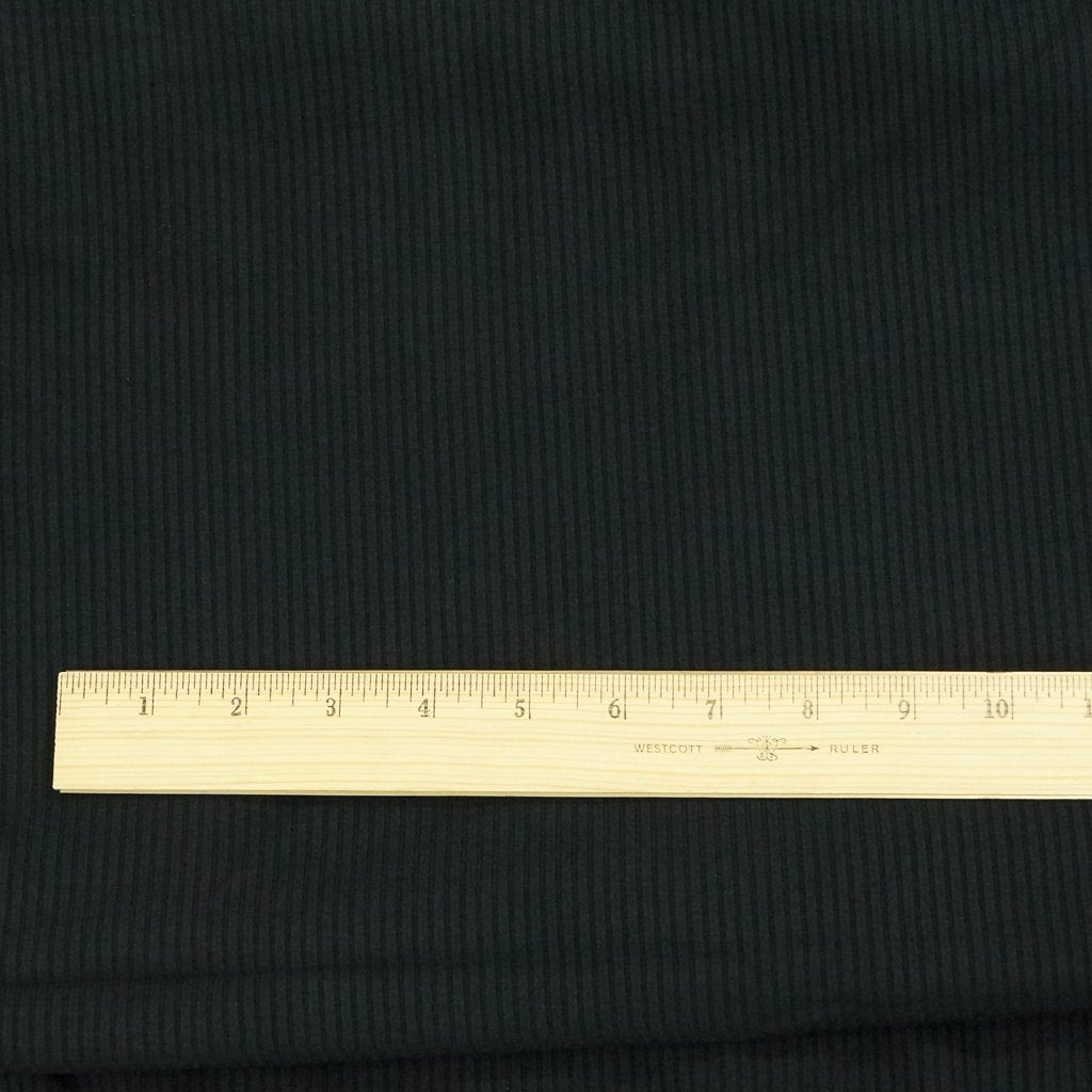 Black Bamboo Rib Knit Fabric - 89.5% Bamboo 10.5% Spandex - 4-Way Stretch Eco-Friendly Material for Dresses & Leggings