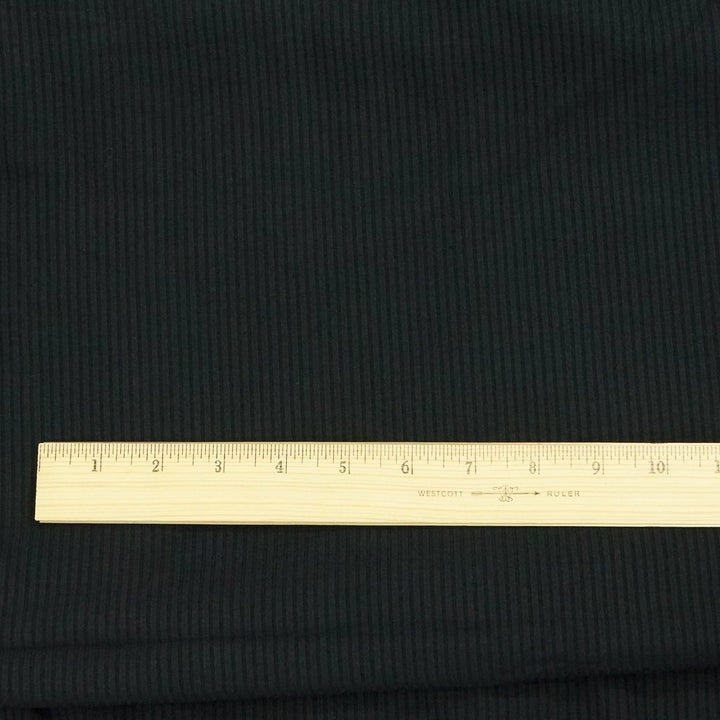 Black Bamboo Rib Knit Fabric - 89.5% Bamboo 10.5% Spandex - 4-Way Stretch Eco-Friendly Material for Dresses & Leggings