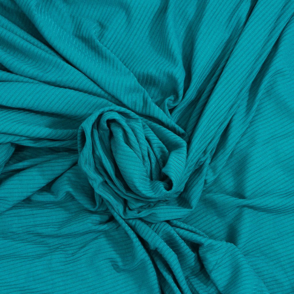 Pine Green Bamboo Rib Knit Fabric - 89.5% Bamboo 10.5% Spandex - 4-Way Stretch Eco-Friendly Material for Dresses & Athleisure