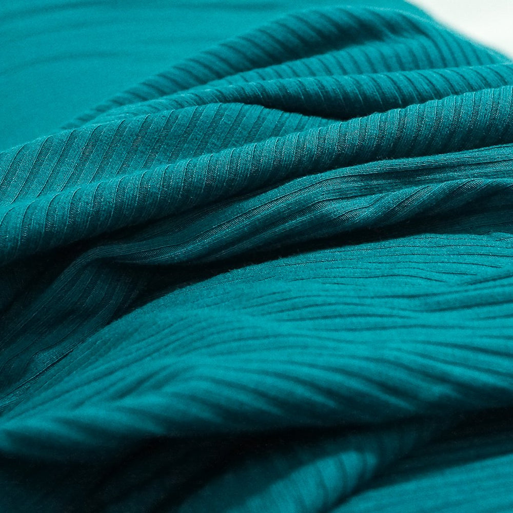 Pine Green Bamboo Rib Knit Fabric - 89.5% Bamboo 10.5% Spandex - 4-Way Stretch Eco-Friendly Material for Dresses & Athleisure
