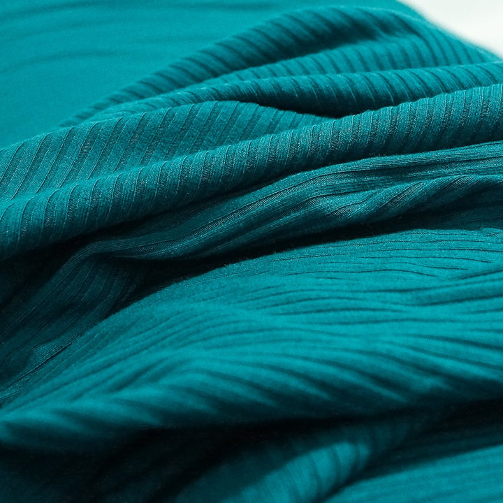 Pine Green Bamboo Rib Knit Fabric - 89.5% Bamboo 10.5% Spandex - 4-Way Stretch Eco-Friendly Material for Dresses & Athleisure