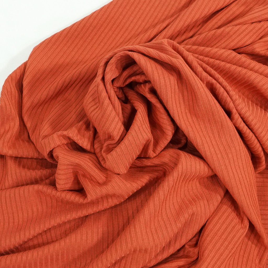 Sienna Bamboo Rib Knit Fabric - 89.5% Bamboo 10.5% Spandex - 4-Way Stretch Eco-Friendly Material for Dresses & Leggings