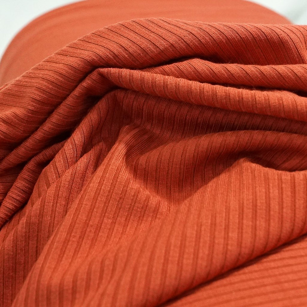 Sienna Bamboo Rib Knit Fabric - 89.5% Bamboo 10.5% Spandex - 4-Way Stretch Eco-Friendly Material for Dresses & Leggings