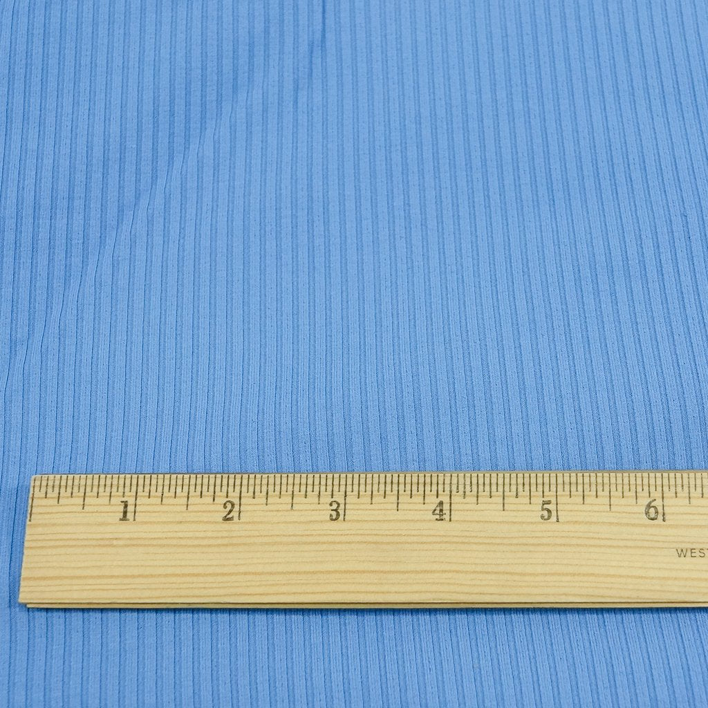Summer Blue Bamboo Rib Knit Fabric - 89.5% Bamboo 10.5% Spandex - 4-Way Stretch Eco-Friendly Material for Dresses & Tanks