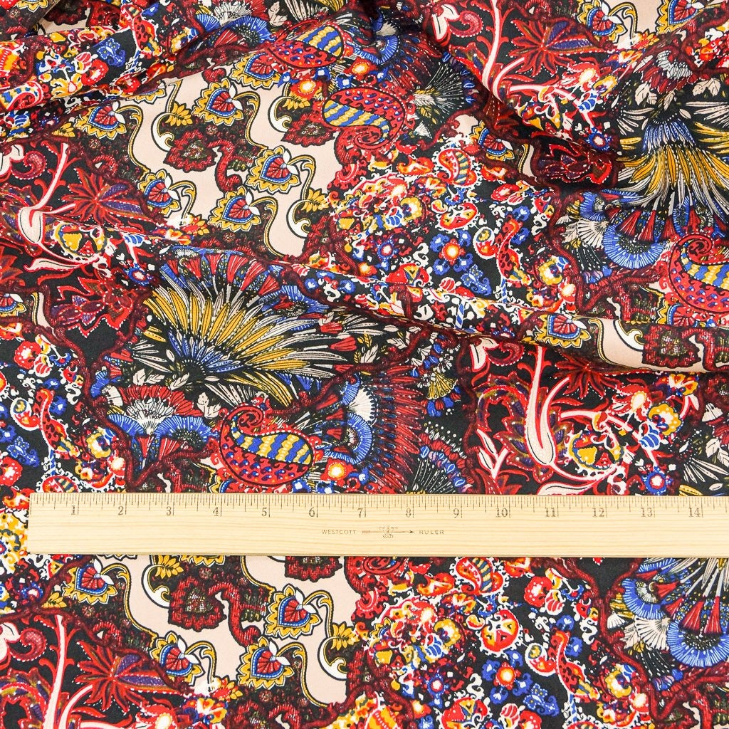 Viscose Twill Mardi Gras fabric in rich vibrant colors, 57-58 inches wide, perfect for sewing blouses and dresses