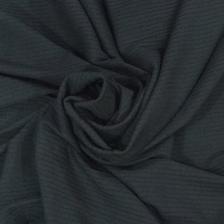 Black Ribbed Rayon 6x4 Knit Fabric - 92% Rayon 8% Spandex - Soft Drapey Material for Dresses & Loungewear