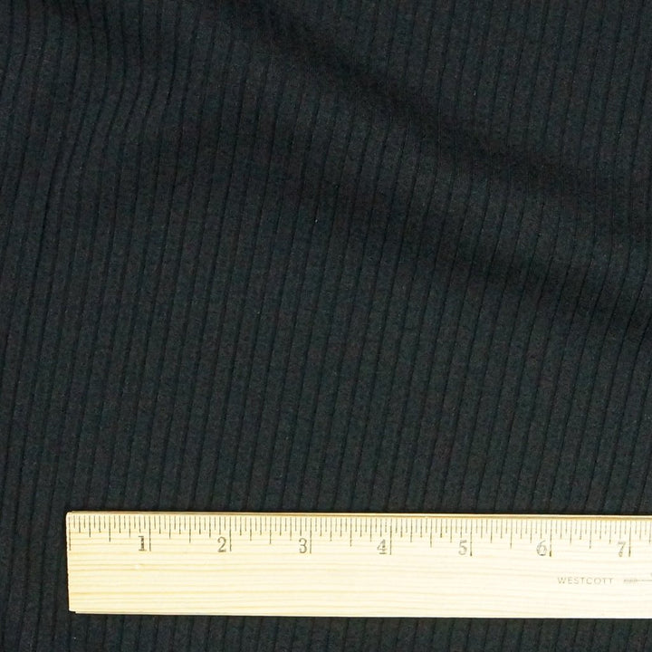 Black Ribbed Rayon 6x4 Knit Fabric - 92% Rayon 8% Spandex - Soft Drapey Material for Dresses & Loungewear