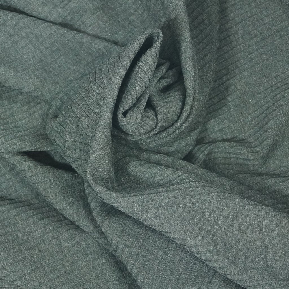 Charcoal Ribbed Rayon 6x4 Knit Fabric - 92% Rayon 8% Spandex - Soft Drapey Material for Dresses & Loungewear