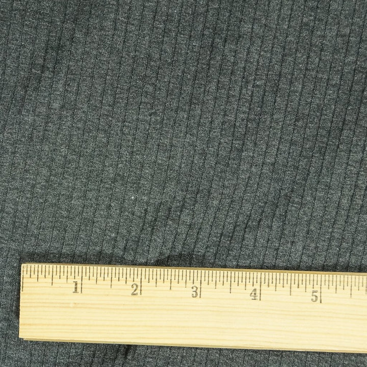 Charcoal Ribbed Rayon 6x4 Knit Fabric - 92% Rayon 8% Spandex - Soft Drapey Material for Dresses & Loungewear