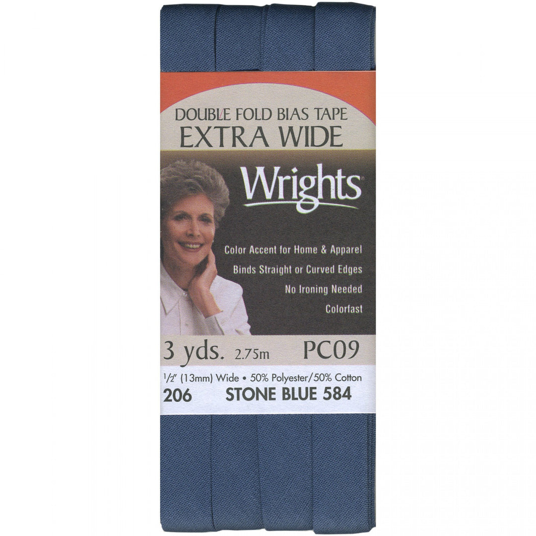 Delft Blue double fold bias tape 1" x 3 yds for sewing and craft binding.