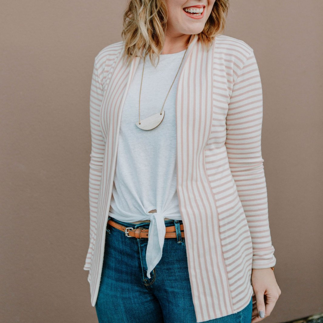 Sew to Grow Fall in Love Cardigan sewing pattern – waist tie cardigan for knit or woven fabrics