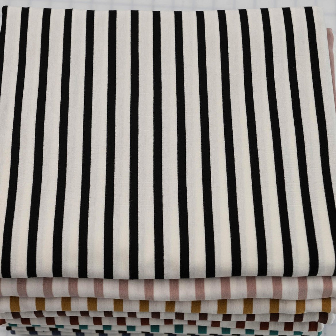Breathable Rayon Knit - Flowy Striped Material for Tops & Robes