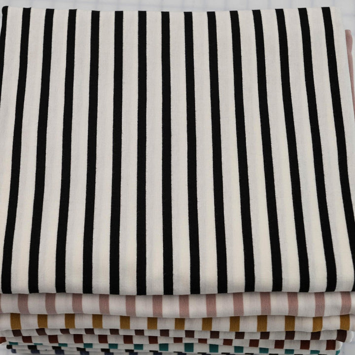 Breathable Rayon Knit - Flowy Striped Material for Tops & Robes