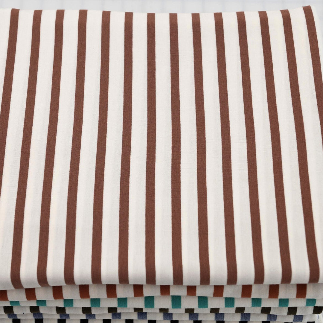 Breathable Rayon Knit - Flowy Striped Material for Tops & Robes