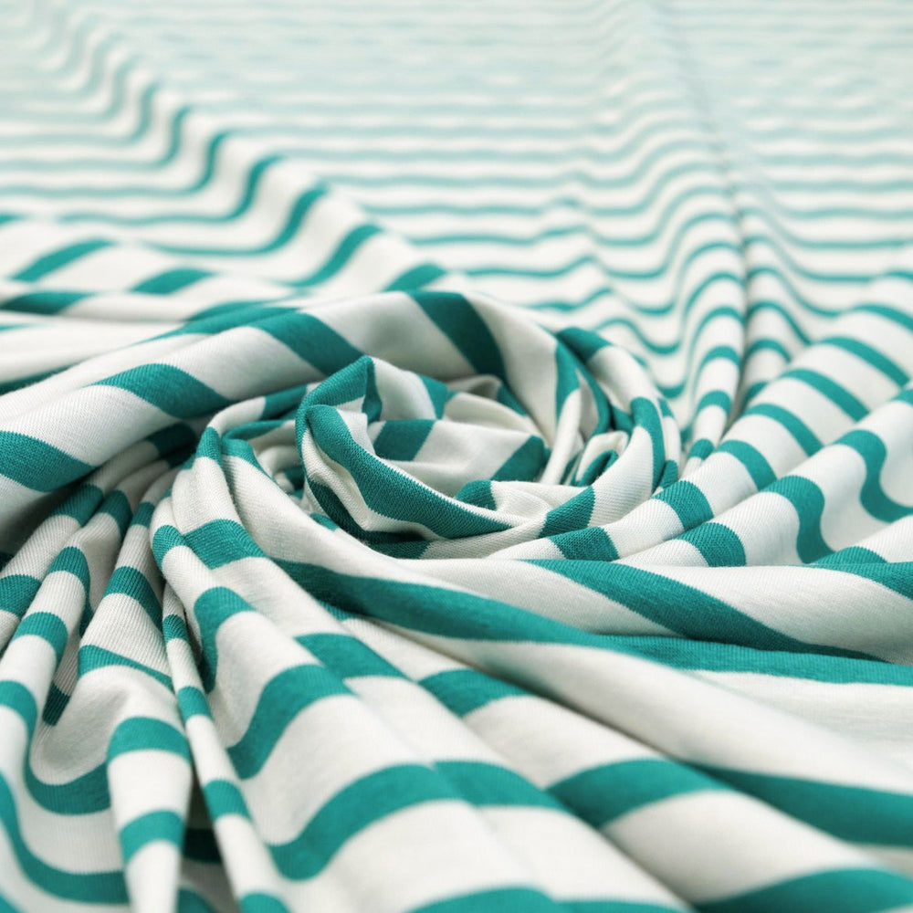 Breathable Rayon Knit - Flowy Striped Material for Tops & Robes