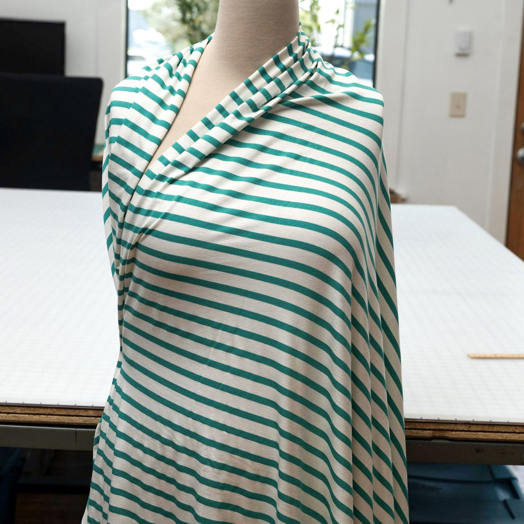 Breathable Rayon Knit - Flowy Striped Material for Tops & Robes