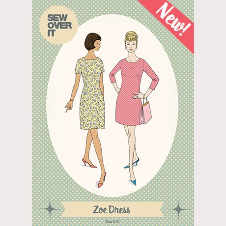 Sew Over It Zoe Dress sewing pattern – semi-fitted dress with princess seams, sleeve options, and in-seam pockets